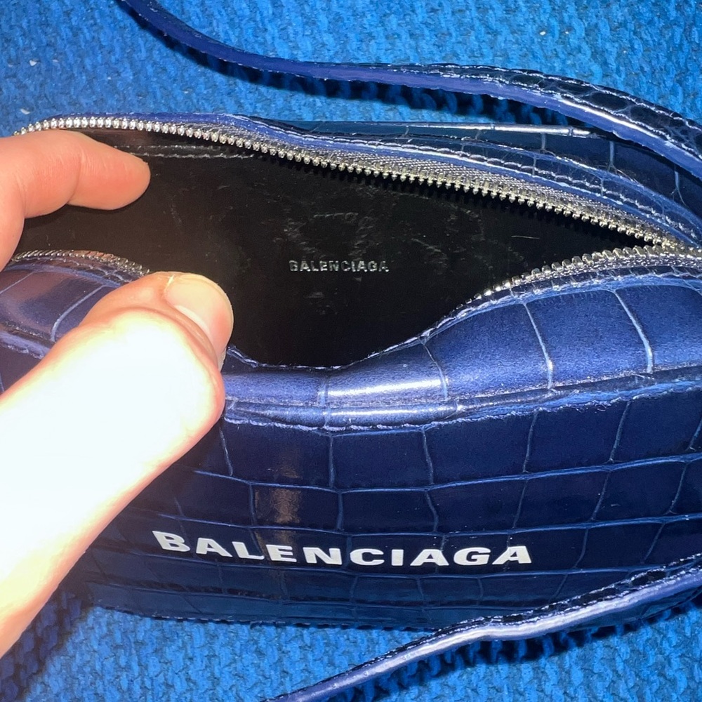 Blue Balenciaga crocodile embossed leather xs crpssbody and wallet - Picture 5 of 11